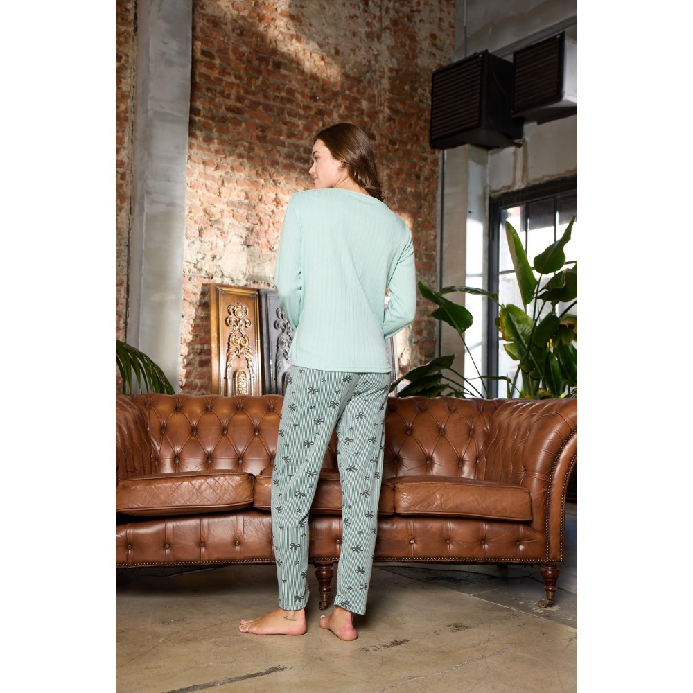 Фото  піжама тепла жіноча з утепленого інтерлоку «int bows» Фото  піжама тепла жіноча з утепленого інтерлоку «int bows»