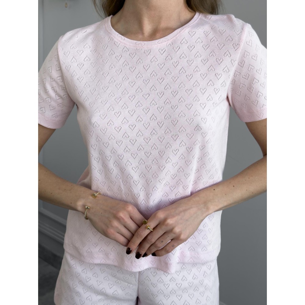 Фото  жіноча піжамна футболка rose amour, блідо-рожева