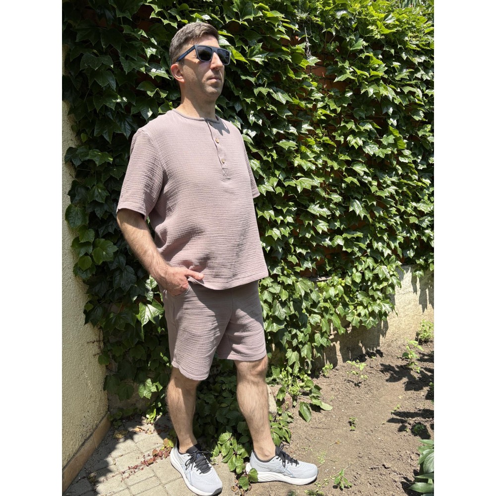 Зображення  чоловічий комплект з шортами cosy мусліновий 