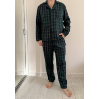 Піжамний комплект "Бруклін" COSY з фланелі (штани+сорочка), клітина зелено-синя