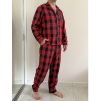 Піжамний комплект "Глен" COSY з фланелі (штани+сорочка) клітина червоно-синя