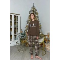 Піжама жіноча тепла “Святковий Затишок”, коричнева