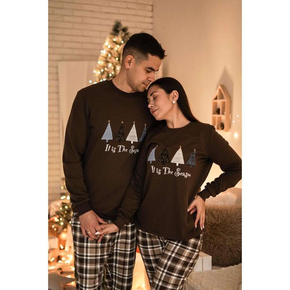 Фото  піжама жіноча тепла “святковий затишок”, коричнева