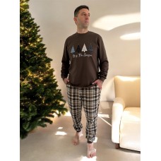 Чоловіча піжама “Святковий Затишок”, коричнева