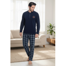 Чоловіча тепла піжама з флісу полар, синя