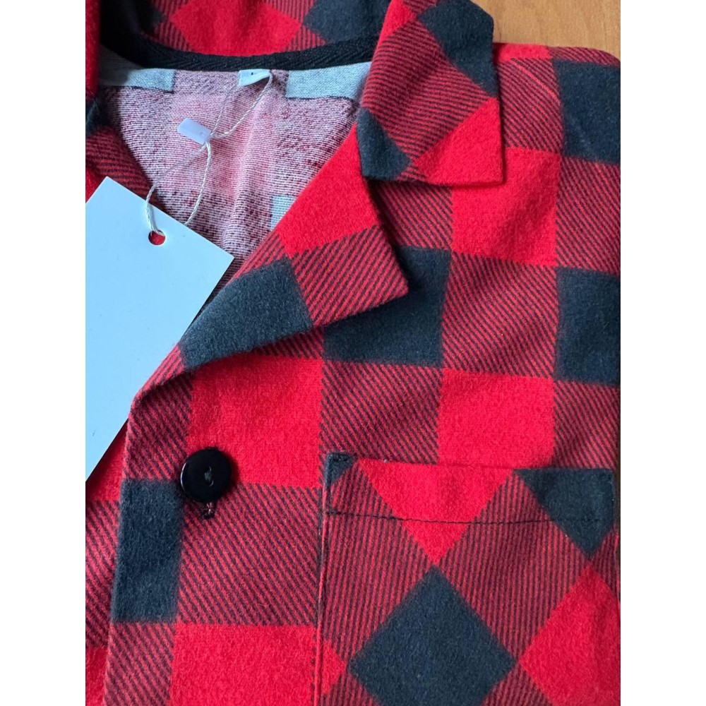 Зображення  піжама чоловіча coy з фланелі (штани+сорочка) «holly jolly», клітина червоно/чорна