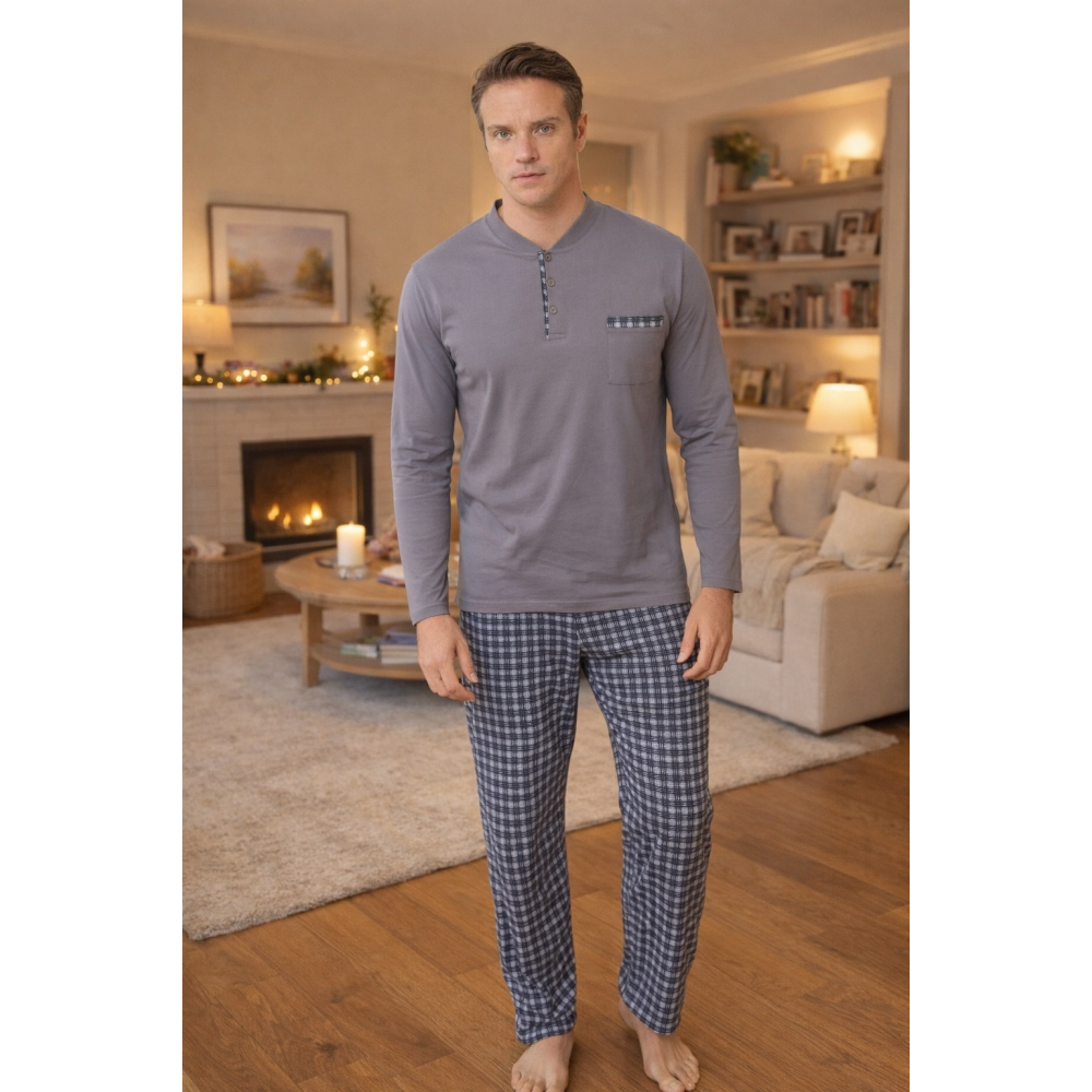 Фото  чоловіча бавовняна піжама 