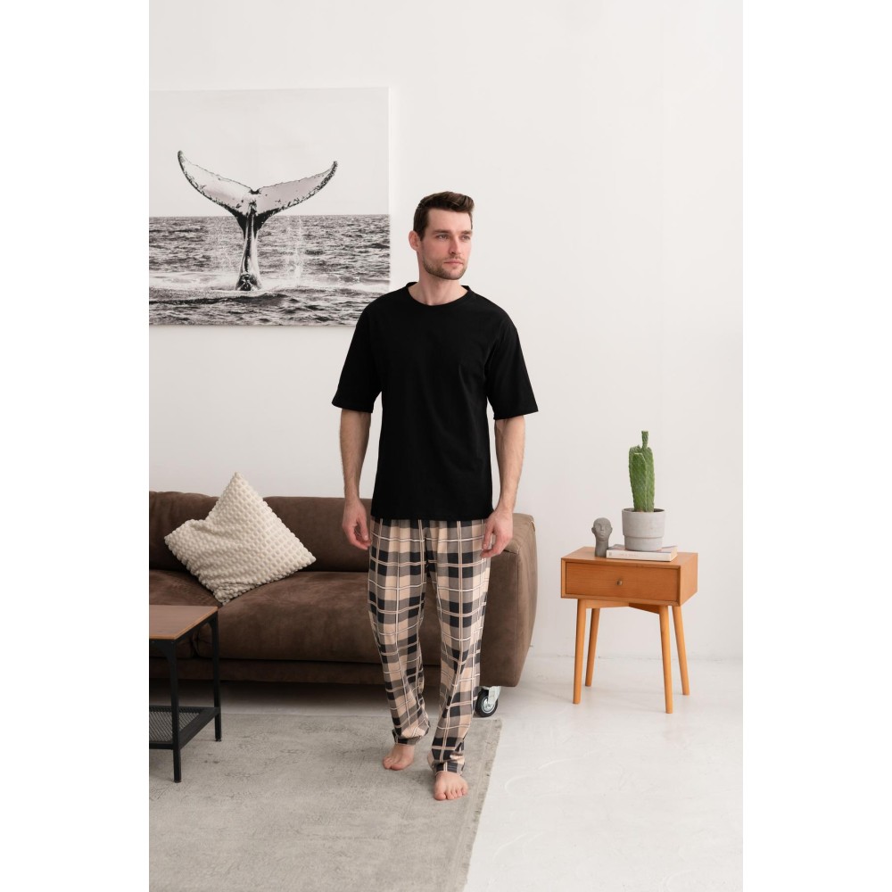 Фото  піжама every day бавовняна(штани+футболка), клітина