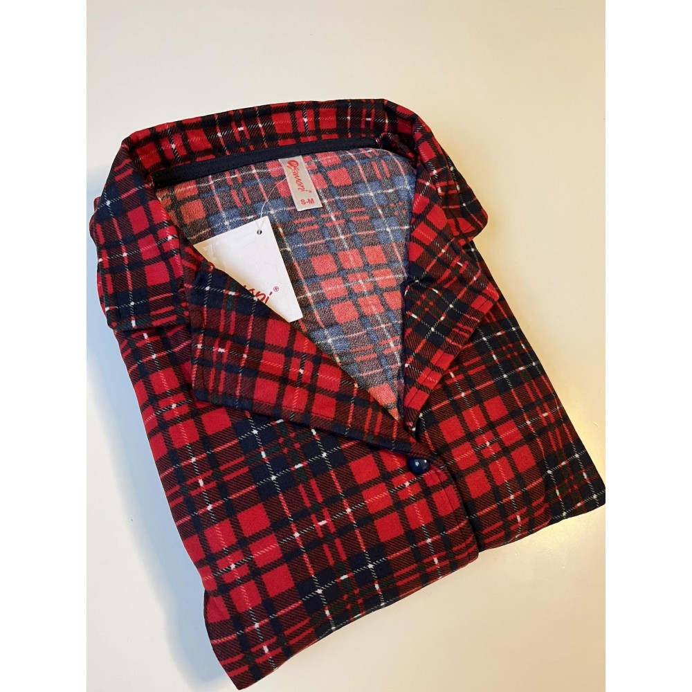 Зображення  жіноча тепла піжама з мікробайки в клітину червоно-синя