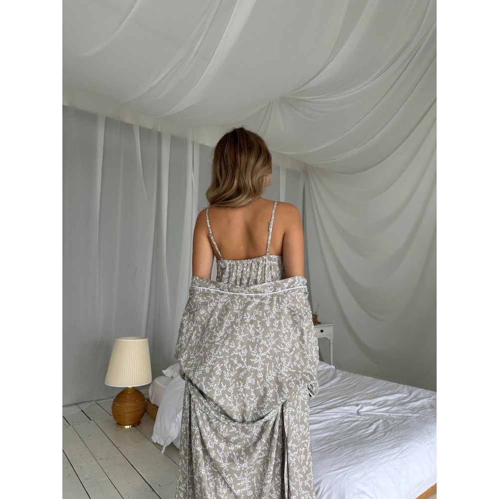 Фото  жіночий комплект халат+сорочка зі штапелю ніжність