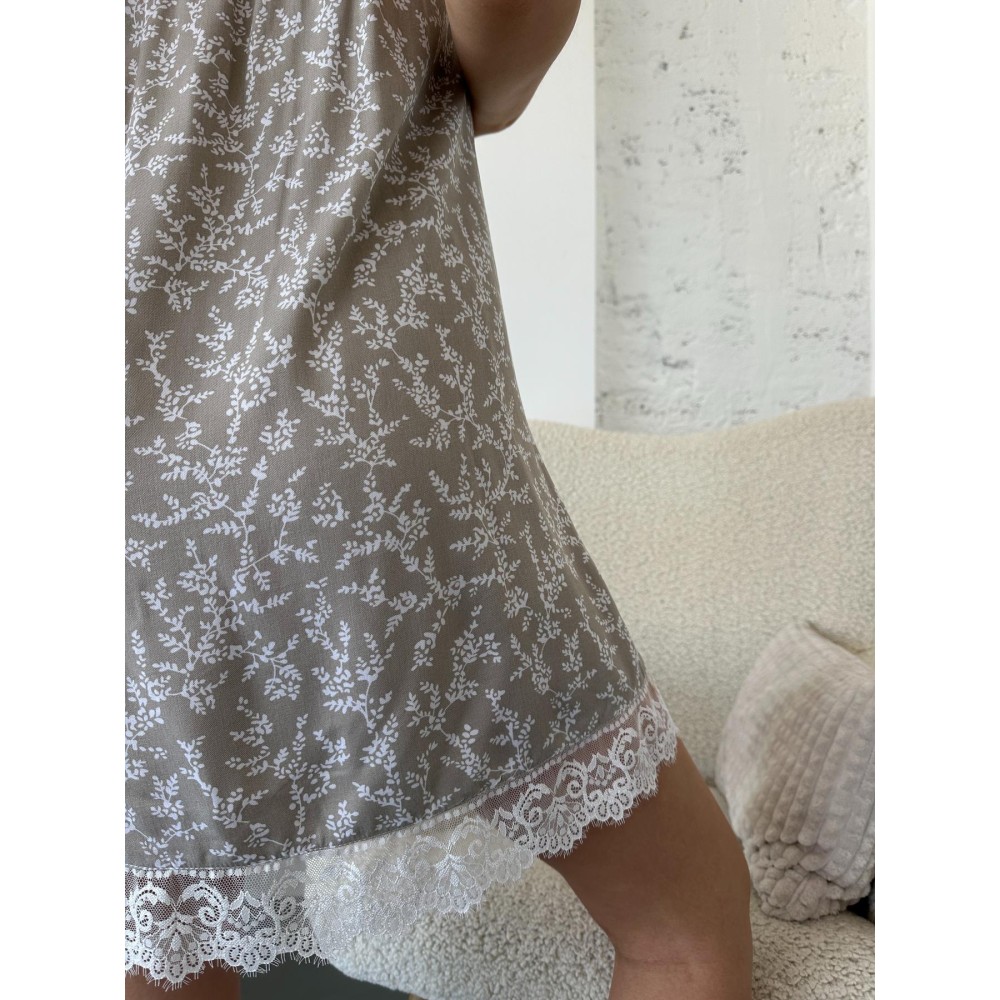 Фото  жіночий комплект халат+сорочка зі штапелю ніжність