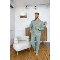Чоловіча муслінова піжама штани+сорочка довгий рукав VIVA,