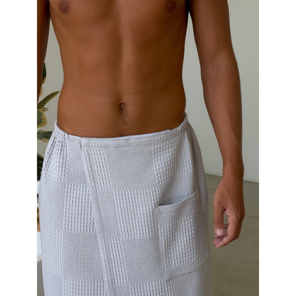 Фото  банний набір для чоловіків(кілт +рушник), світло-