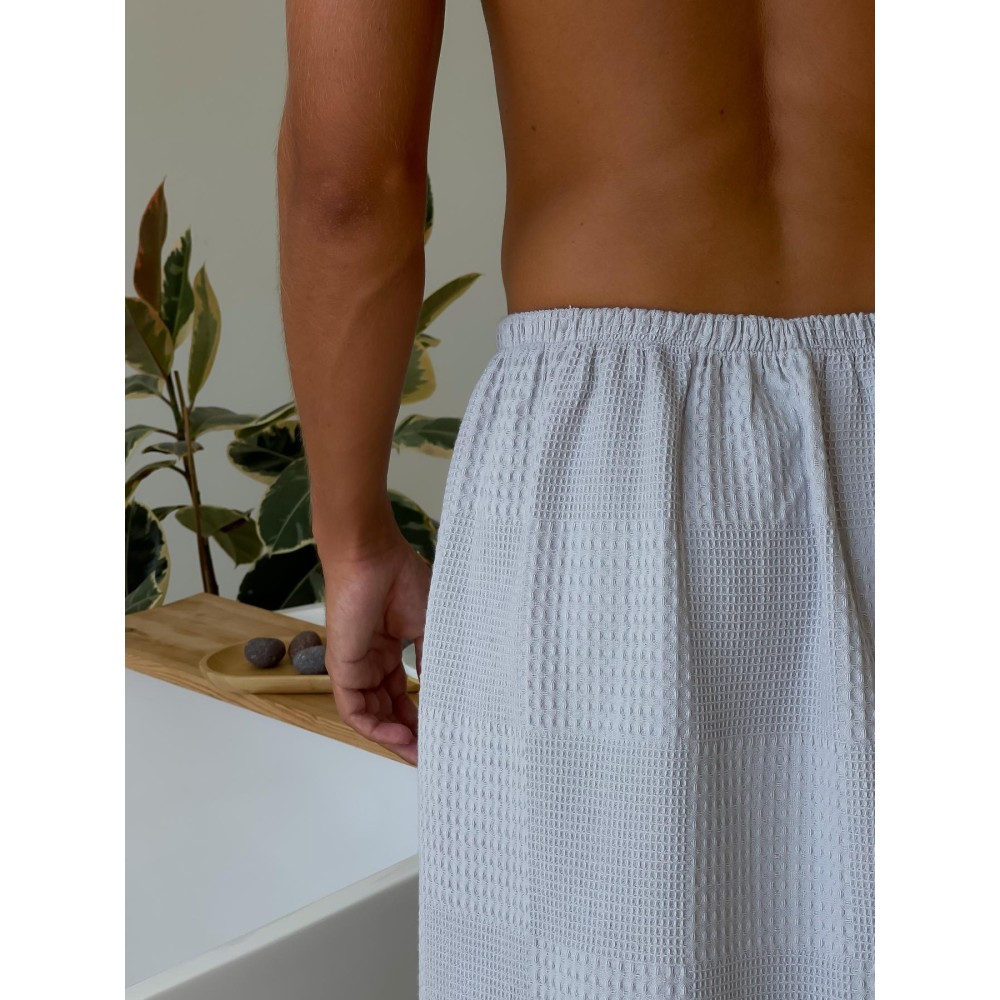 Фото  банний набір для чоловіків(кілт +рушник), світло-