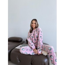 Домашняя теплая женская пижама Мяу-Лав из велсофта