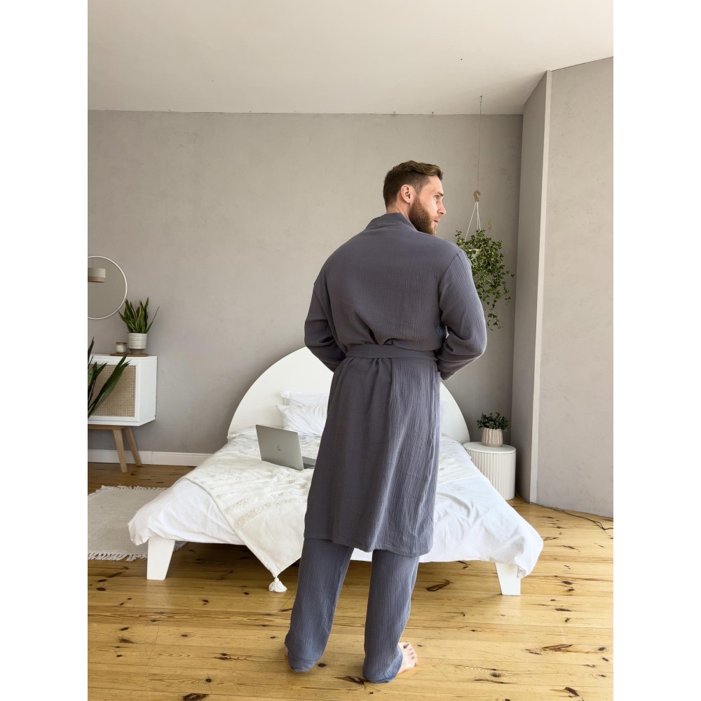 Фото  чоловічий подарунковий набір estet (халат +піжама), темно-