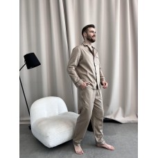 Піжама чоловіча COSY з cатину (штани+сорочка), Iced Coffee