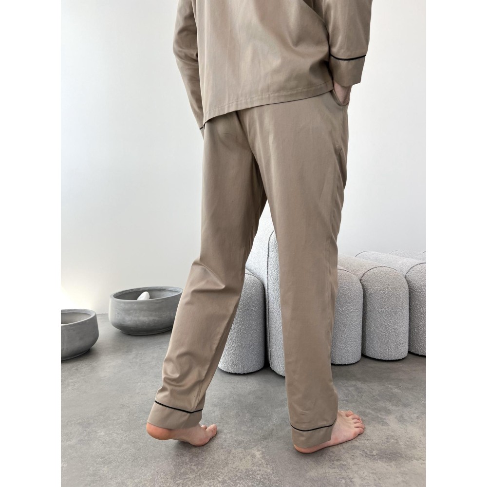 Зображення  піжама чоловіча cosy з cатину (штани+сорочка), iced coffee