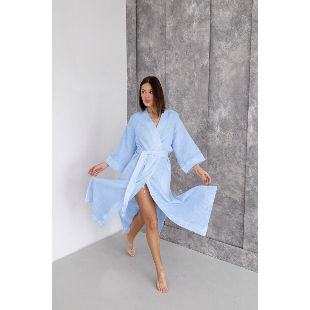 Зображення  жіночий халат кімоно довгий cosy duna із фактурного мусліну,