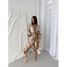 Жіночий халат кімоно довгий Boho Chic карамель