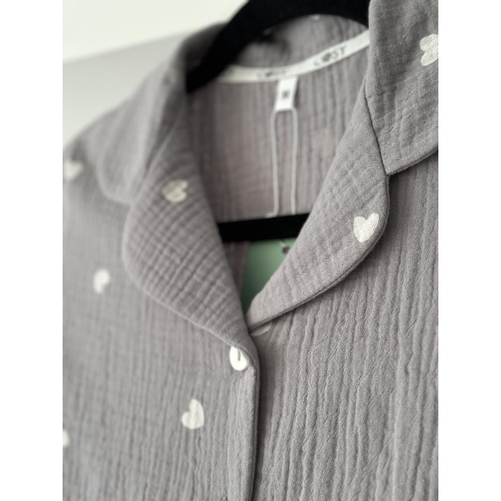 Фото  жіноча муслінова піжама штани+сорочка 