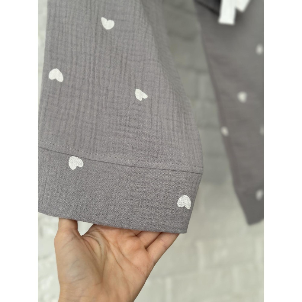 Фото  жіноча муслінова піжама штани+сорочка 