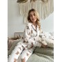 Фото  жіноча піжама муслінова штани+сорочка ведмедики teddy