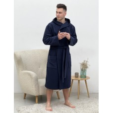 Чоловічий флісовий халат з капюшоном темно