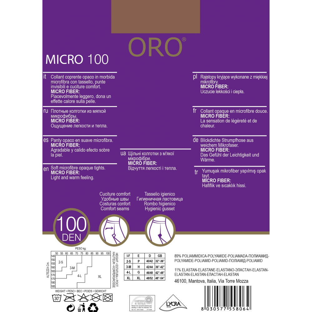 Зображення  колготки жіночі oro micro 100 den nero 3