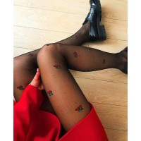 Жіночі гладкі шкарпетки колготки з візерунком gabriella very cherry 20 den