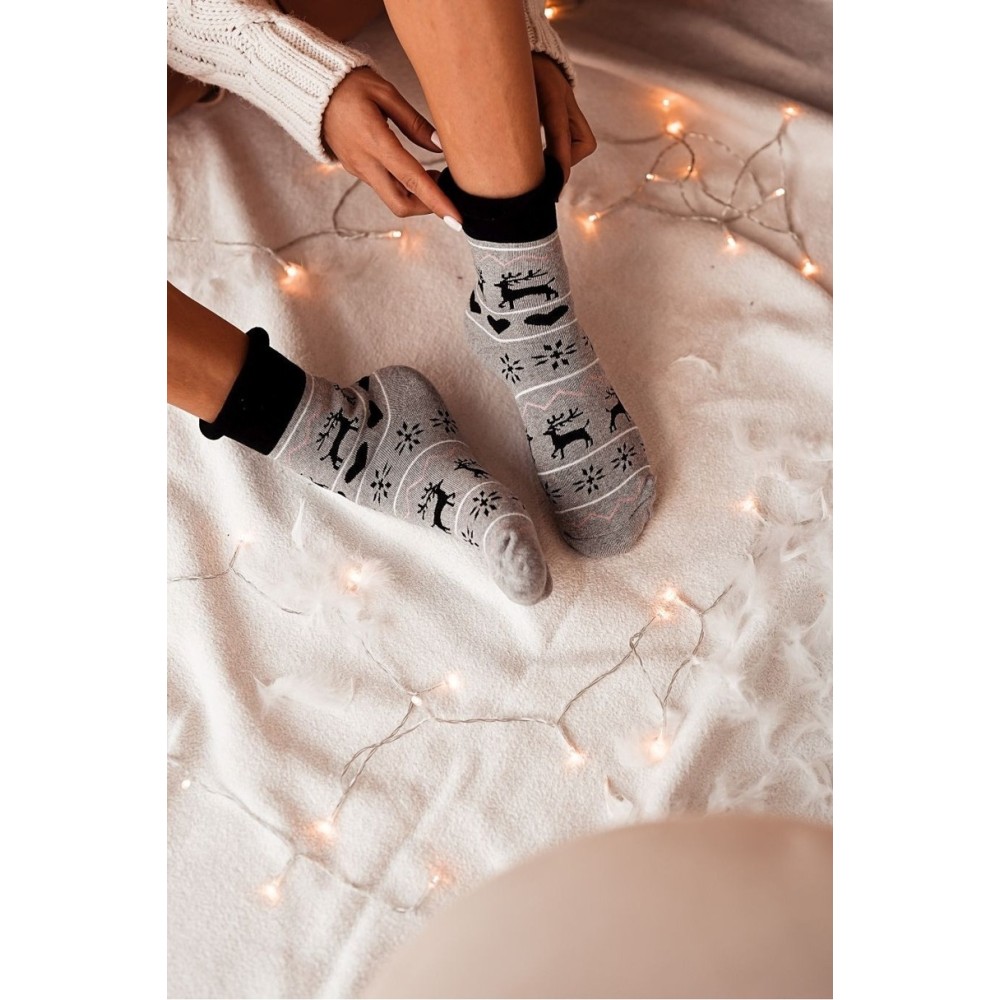 Зображення  жіночі гладкі шкарпетки новорічні махрові milena 0118.003 37-41