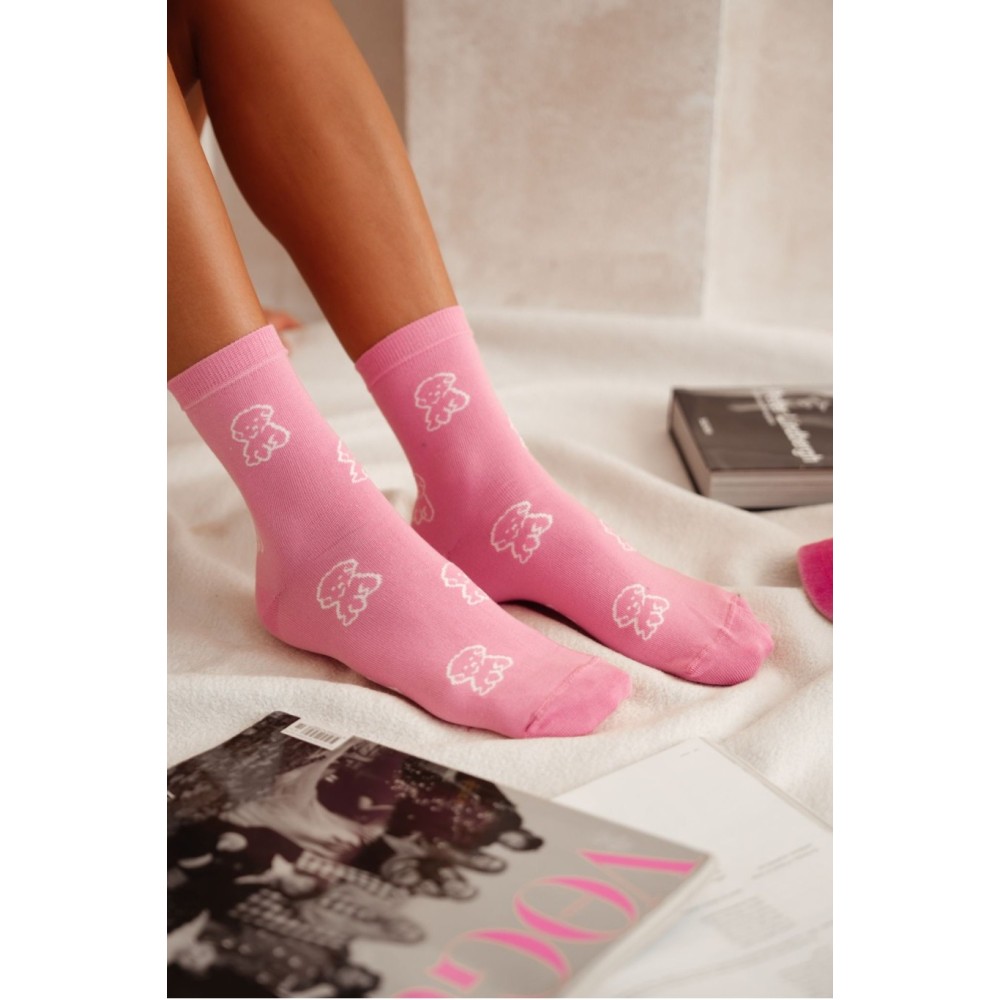 Фото  жіночі гладкі шкарпетки milena szczeniaczki 002.155