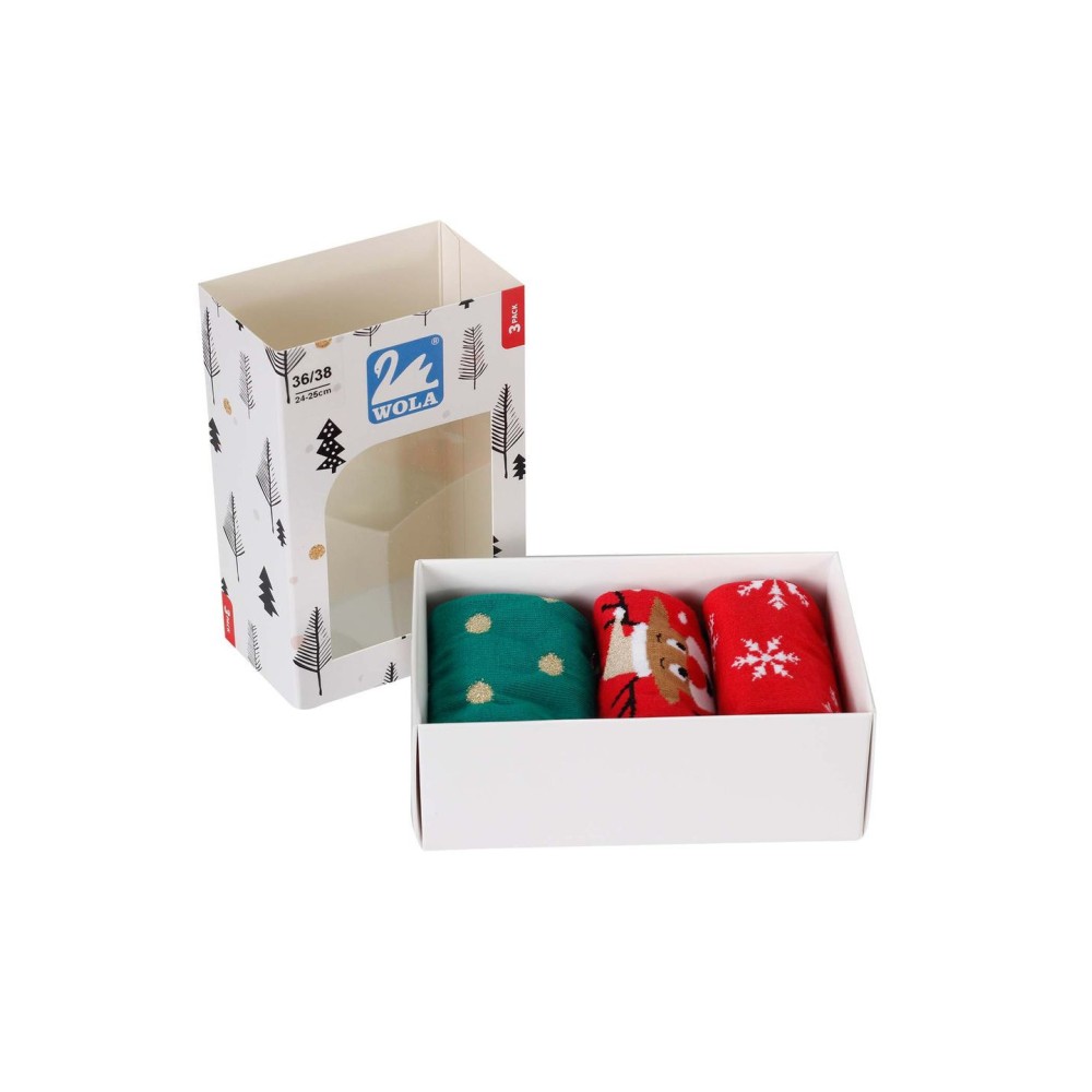 Фото  жіночі гладкі шкарпетки новорічні wola wz 993 women