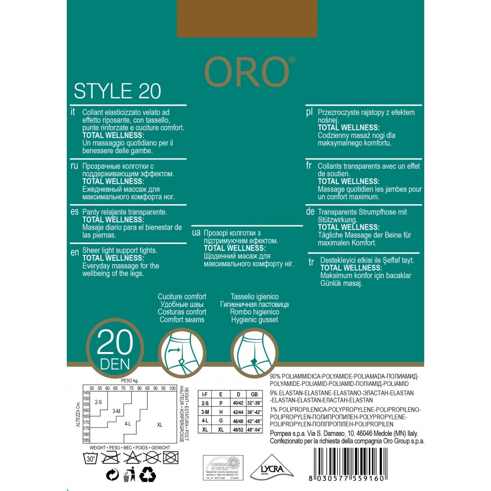 Фото  колготки жіночі oro style 20 den nero