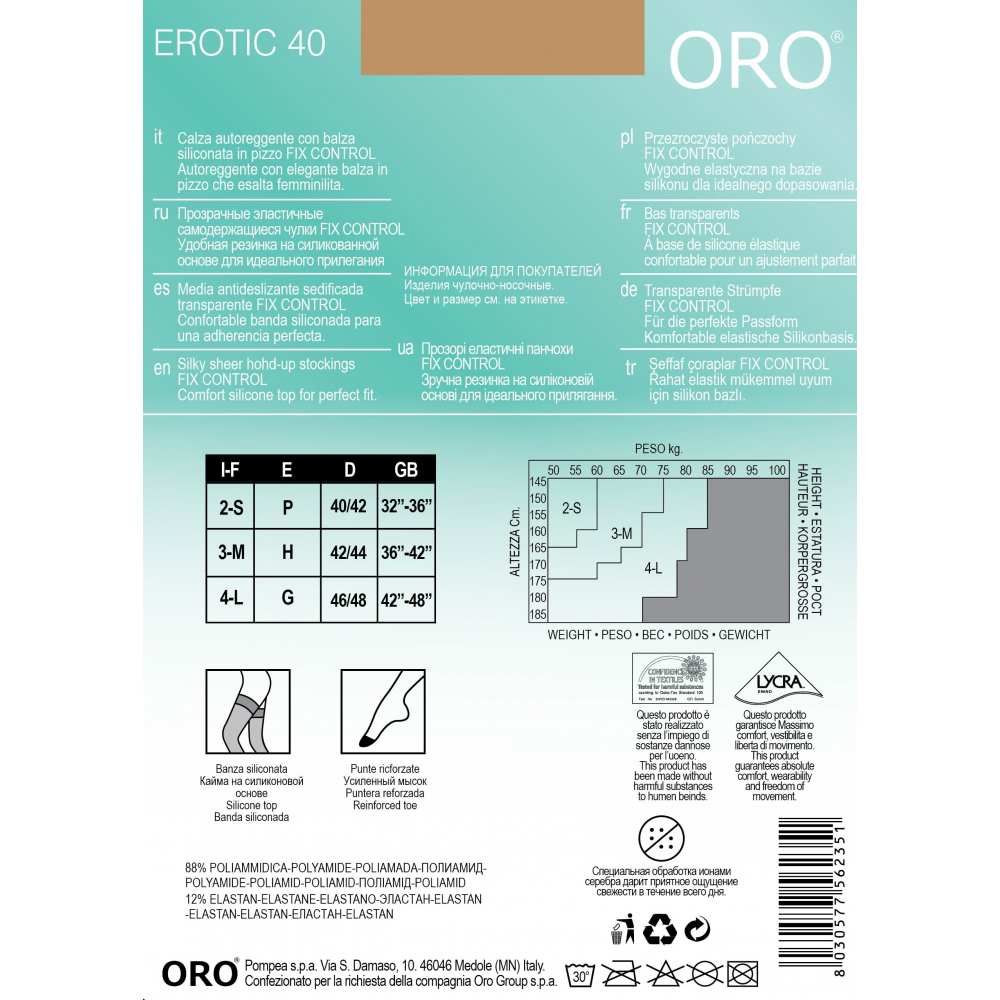 Фото  панчохи жіночі oro erotic 40 den nero