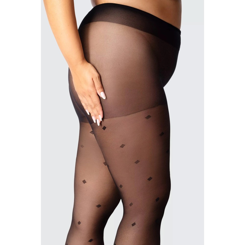 Фото  жіночі колготки великого розміру з узором mona queen diamond rain 30 den