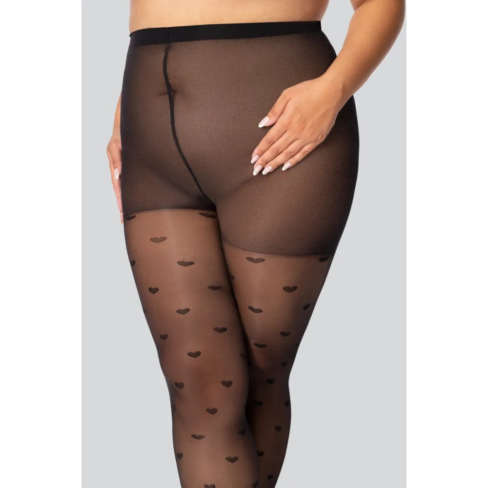 Фото  жіночі колготки великого розміру з узором mona queen of hearts 30 den