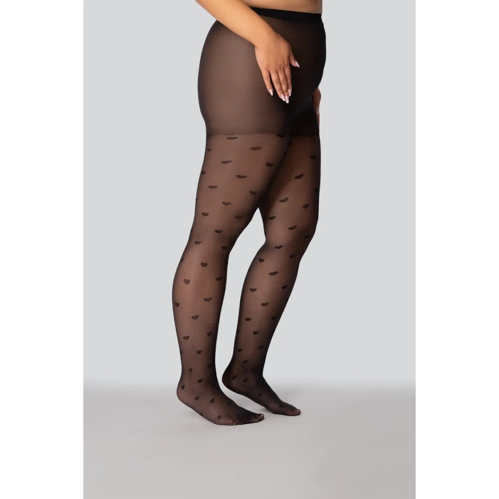 Фото  жіночі колготки великого розміру з узором mona queen of hearts 30 den