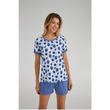 Женская пижама шорты хлопок Ellen LPK 2370/05/01 бело-голубой