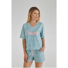 Женская пижама шорты хлопок Ellen LPK 2670/02/01 серо-зеленый