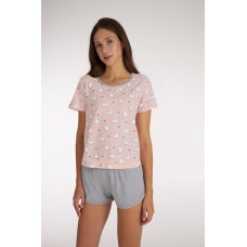 Жіноча піжама шорти бавовна Gofre LPK 2070/06/01 сіро-рожевий