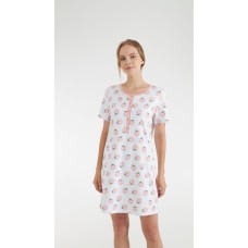 Женская ночная рубашка хлопок Ellen LDK 103/07/01 бело-розовый