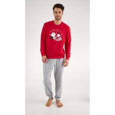 Мужская теплая пижама брюки хлопок Ellen MPF 0582/02/01 красно-серый 