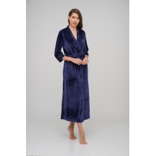 Женский длинный велюровый халат Julia ХВ1-0019 темно-синий