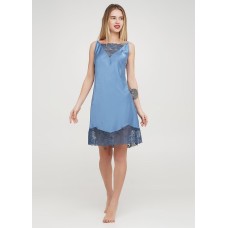Жіноча нічна сорочка шовк-сатин Julia 5015-93 блакитний
