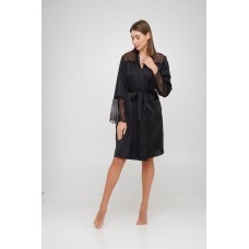 Жіночий халат шовк-сатин Julia 4100-025 чорний