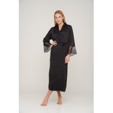 Длинный женский халат шелк-сатин Julia 4120-25 черный