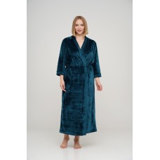 Жіночий довгий велюровий халат Julia ХВ-1 006 смарагдовий