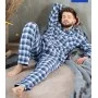 Фото  мужская пижама брюки фланель key mns 426 синий 